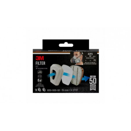 Kit de filtres 3M™ 6003-1, A2P3, vapeurs organiques (2x6055, 2x5935, 2x501) 3M France | 7100330419