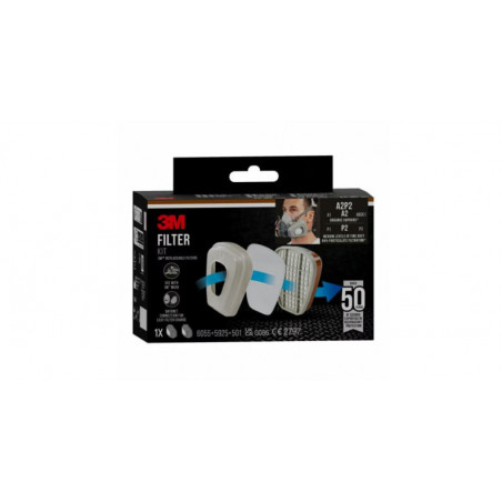 Kit de filtres 3M™ 6002-1, A2P2, vapeurs organiques (2x6055, 2x5925, 2x501) 3M FRANCE | 7100330417