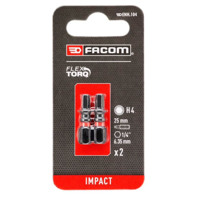 FACOM ENH.204 Embout Hexagonal 4mm 5/16'' Gamme Impact - Pour Vis 6 Pans Creux Et Tournevis à Frapper
