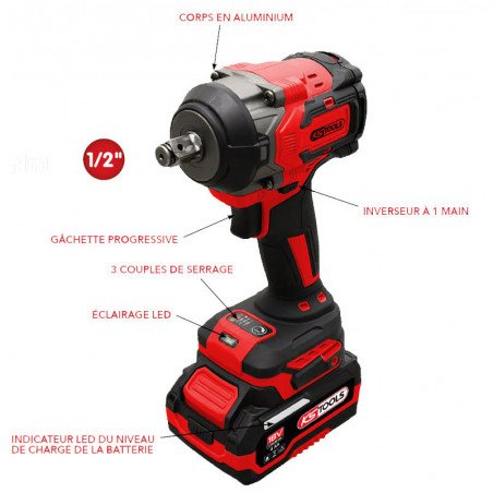 Boulonneuse 1/2'' 850 Nm 18V 4Ah - Ks Tools | 515.4710F