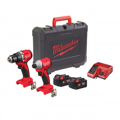 Pack 2 produits 18V  : M18 BLDDRC-0 + M18 BLIDRC-0 + 2 Batterie 5,0Ah Red Li-Ion + chargeur M12-18C - Milwaukee | 4933492837