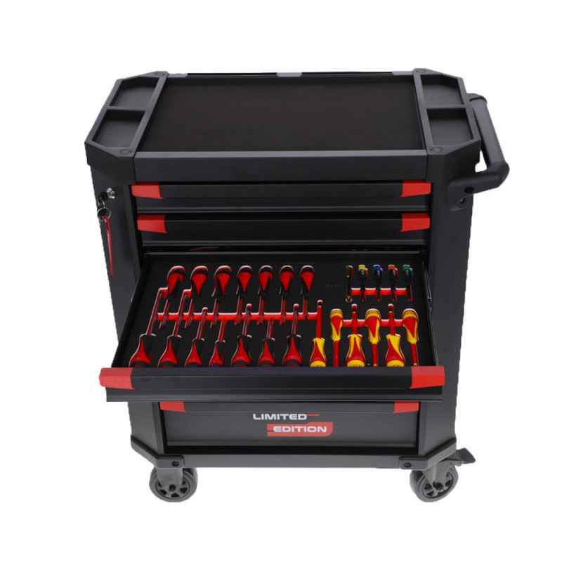 Servante D'atelier KS TOOLS ECOline – 7 Tiroirs, Noir/rouge, Charge 300 Kg