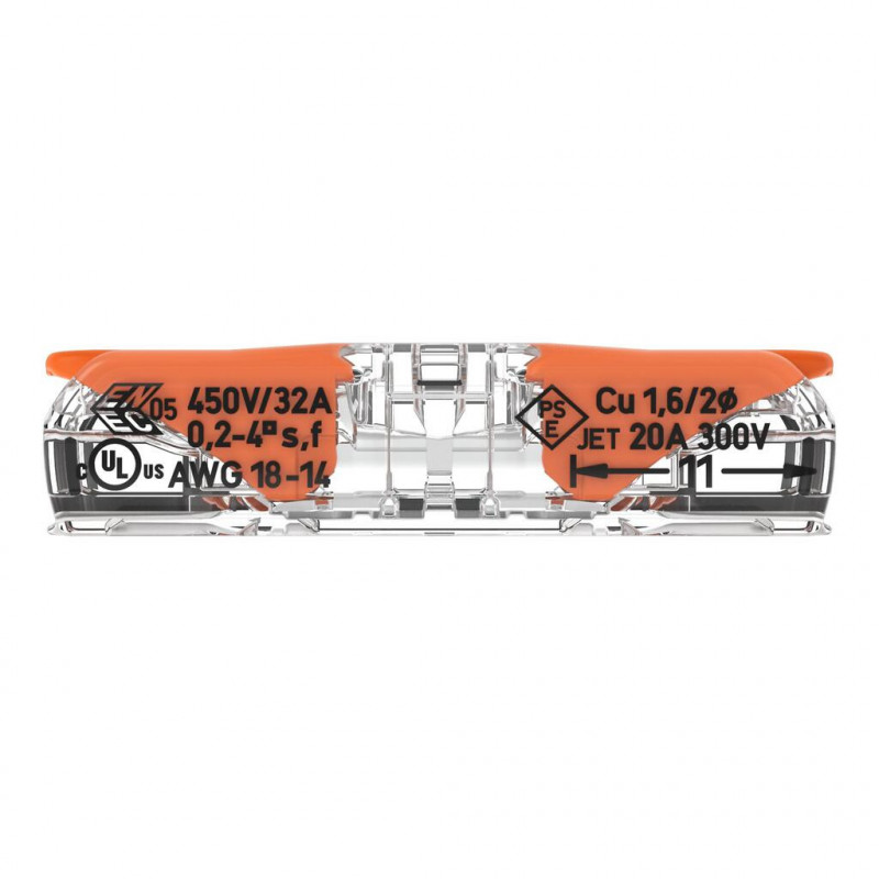 Borne WAGO 221 Inline 2x4mm² à leviers souple & rigide - Wago | 221-2411/995-012