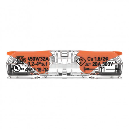 Borne WAGO 221 Inline 2x4mm² à leviers souple & rigide - Wago | 221-2411/995-012