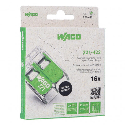 Borne WAGO 221 3x6mm² à leviers souple & rigide, Boîte de 16 - WAGO | 221-422/995-016