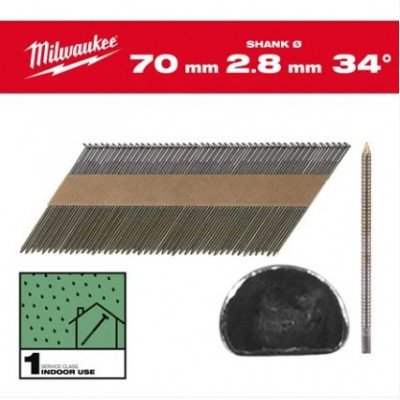 BOITE DE 2200 CLOUS 34° 70 MM RS - Carton - Milwaukee | 4932492601