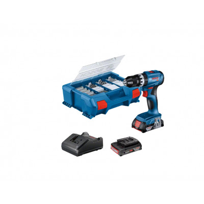 Perceuse à percussion GSB 18V-45 + GBA 2x2,0Ah + GAL 18V-20 + 82acc + LC - BOSCH | 06019K3306