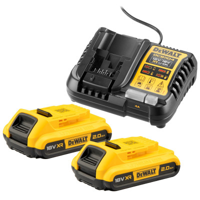 Pack 2 batteries 18V 2Ah, chargeur - Dewalt | DCB1104D2