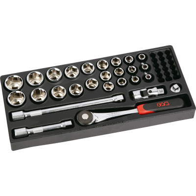 MODULE MOUSSE 1/3 DE 27 OUTILS 1/2'' 6 PANS - PUSH - EN MM - SAM | 75-SH27MM