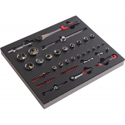 MODULE MOUSSE 2/3 DE 60 OUTILS EN MM CLIQUETS 1/4'' + 1/2'' - SAM | 75-SHR60-2MM