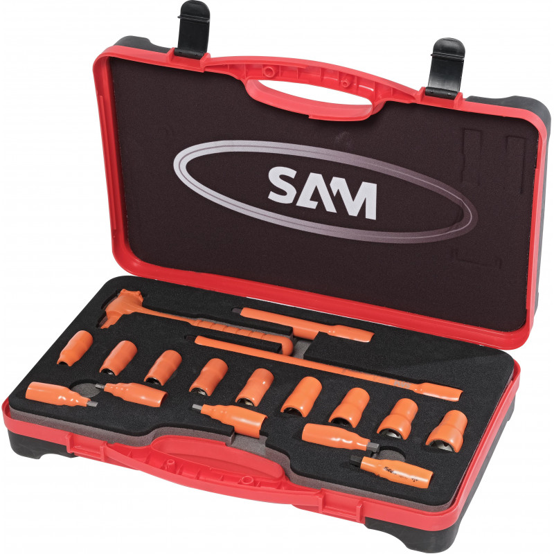 DOUILLES ET ACCESSOIRES 3/8'' ISOLES 1000 V - COFFRET DE 17 - SAM | ZJH-J17PCE