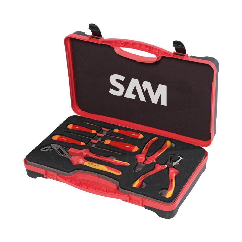OUTIL ISOLE 1000 VOLTS - 3 PINCES ET 4 TOURNEVIS EN COFFRET - SAM | ZTC-J7TI