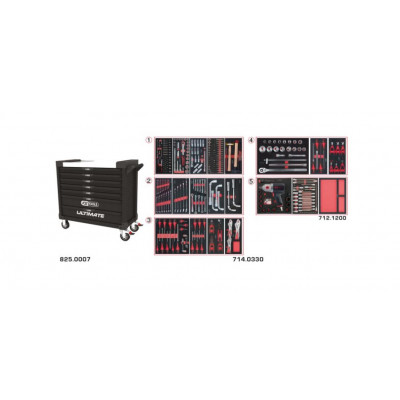 Servante reconditionnée ULTIMATE XL noire 7 tiroirs équipée de 354 outils - KSTools | 825.7331-2M