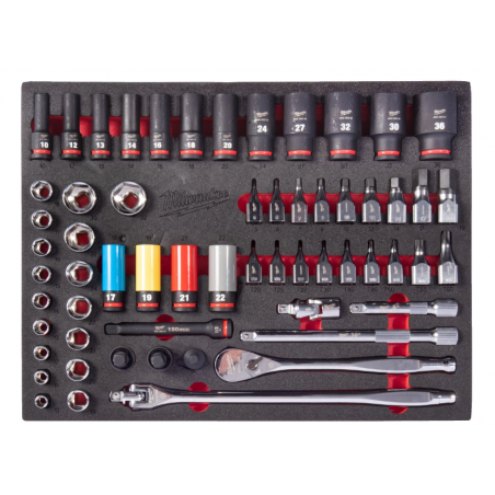 MODULE MOUSSE VIDE  POUR JEU DE DOUILLES À CHOC ET CLIQUET 1/2" DE 60 PCS - Milwaukee | 4932500763