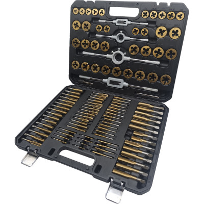 Jeu de tarauds et filières TiN COMPETITION, 110 pcs - KSTools | 512.5070
