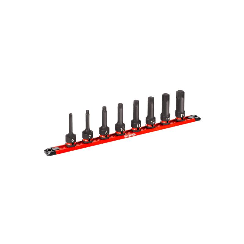 Jeu de 8 douilles 1/2' tournevis OGVGrip 6 pans sur rack magnétique  6 – 7 – 8 – 10 – 11 – 12 – 14 – 17mm - FACOM | NSH.GRP.J8PB