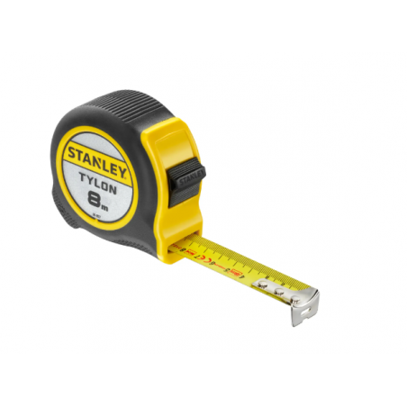 Mètre Ruban STANLEY Tylon 8 M - Boîtier Bi-matière Ergonomique - Modèle Pro