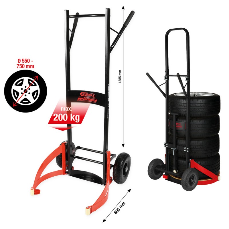 Chariot pour pneus Performance  max. 200 kg - KSTools | 160.1340