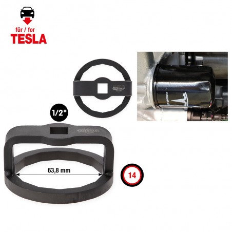 Clé de filtre à huile 1/2''  pour Tesla, Ø 63,8 mm / 14 surfaces - KSTools | 150.9469