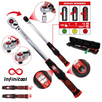 Clé dynamométrique INFINITOOL 3/8'' à cliquet réversible, 10-50 Nm - KSTools | 516.9022