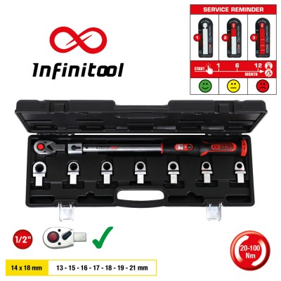 Coffret de clé dynamométrique INFINITOOL14x18 mm, 20-200 Nm, 9 pcs  - KSTools | 516.9105