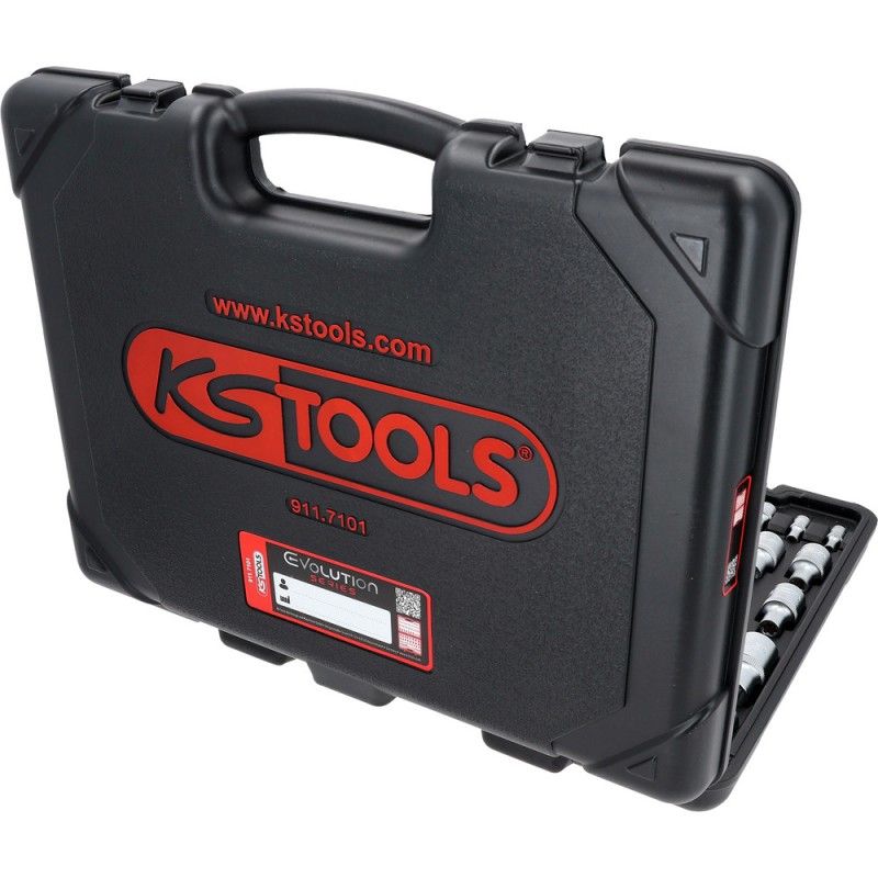 Coffret de douilles et douilles tournevis 1/4'' +3/8'' +1/2'', TORX, 101 pcs. - KSTools | 911.7101