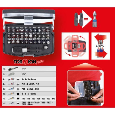 Coffret d'embouts TORSIONpower 1/4'', 32 pcs - KSTools | 911.3030