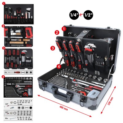 Coffret d'outils universels 1/4''  + 1/2'', 149 pièces - KSTools | 911.0649