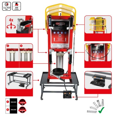 Compresseur de ressort pneumatique fixe à double cylindre et support - KSTools | 500.8845