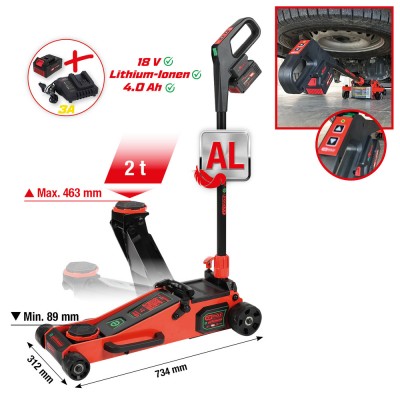 Cric hydraulique à batterie e-Performance, 2 t - KSTools | 160.2000