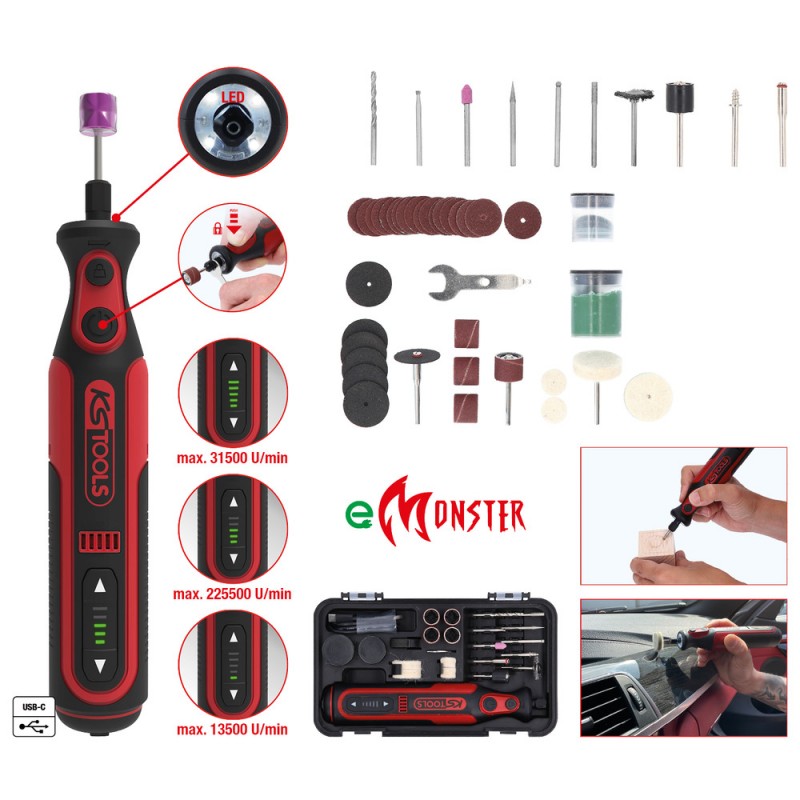 Jeu d’outil multifonction eMONSTER sans fil avec 50 accessoires - KSTools | 515.3990