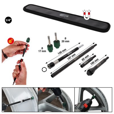 Jeu d’outils de nettoyage de siège de soupape pour jantes en alu, 7 pcs - KSTools | 100.5100