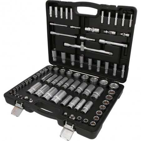 Jeu de clés à douille 1/4'' +3/8'' +1/2'' , 82 pcs, dimensions en pouces - KSTools | 917.0082