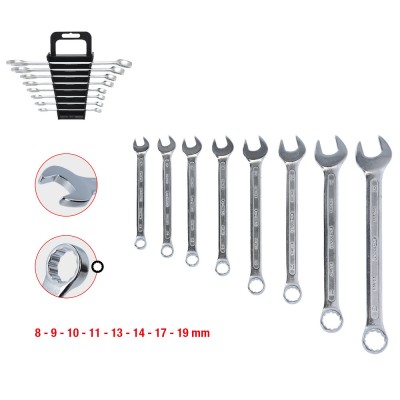 Jeu de clés mixtes inclinées, 8 pcs. 8-19mm - KSTools | 517.0048