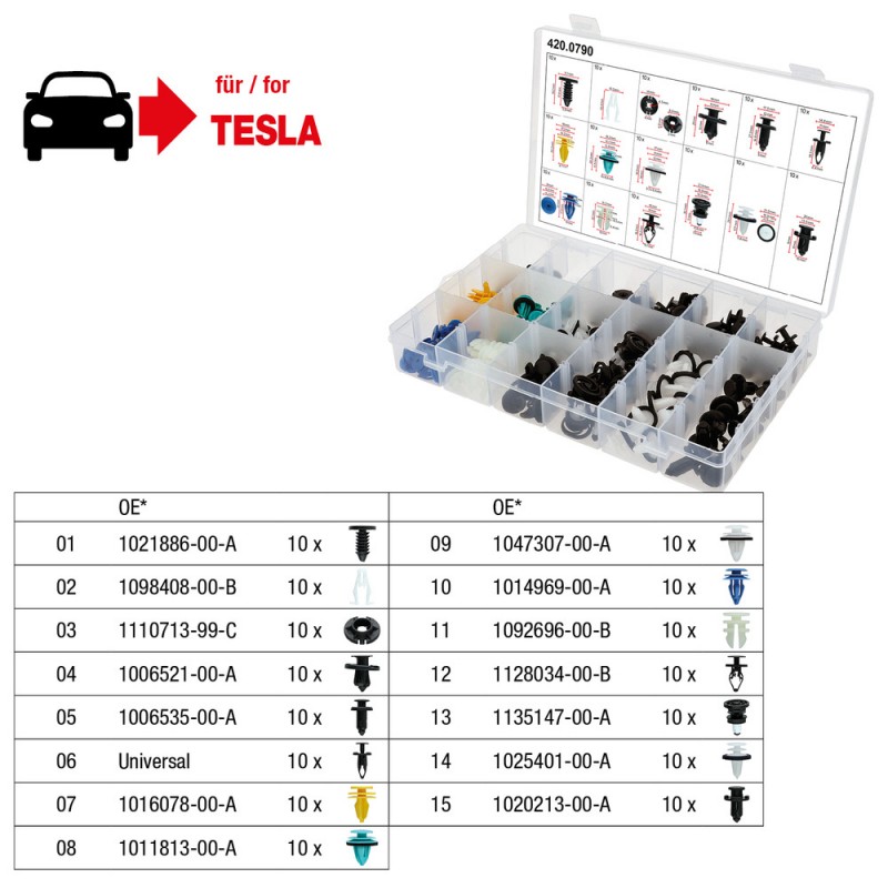 Jeu de clips de fixation - Tesla, 150 pcs - KSTools | 420.0790