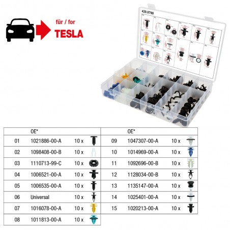 Jeu de clips de fixation - Tesla, 150 pcs - KSTools | 420.0790