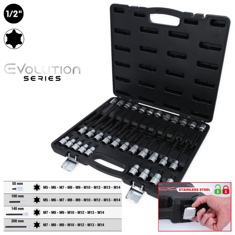 Jeu de douilles à embout 1/2''  RIBE®, 32 pcs, courtes, longues et extra-longues - KSTools | 911.4520