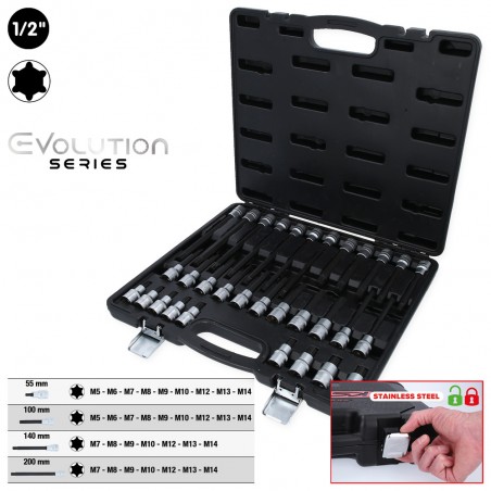 Jeu de douilles à embout 1/2''  RIBE®, 32 pcs, courtes, longues et extra-longues - KSTools | 911.4520