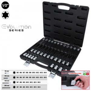 Jeu de douilles à embout 1/2''  RIBE®, 32 pcs, courtes, longues et extra-longues - KSTools | 911.4520