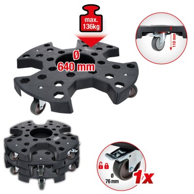 Manipulateur de jantes et pneus, force 136 kg, Ø 640 mm - KSTools | 160.0690