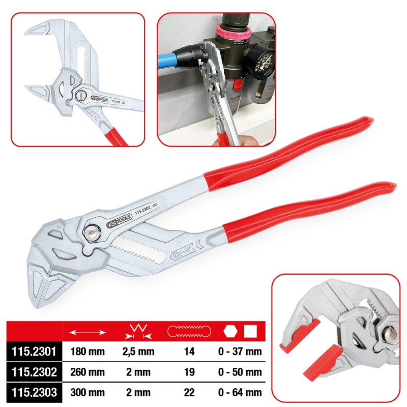 Pince multiprises avec mors de protection, 180 mm - KSTools | 115.2301