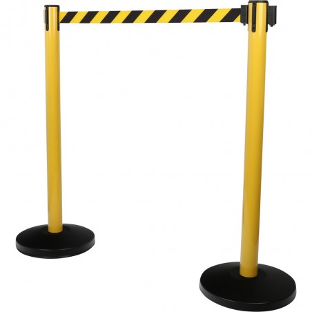 Poteau à sangle de délimitation, sangle noire-jaune - KSTools | 117.1555