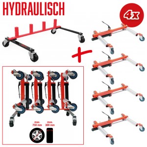 Support de rangement avec 4 chariots de manutention hydrauliques Performance  5 pcs - KSTools | 160.1220