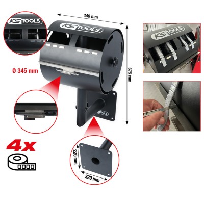 Support pour rouleaux de masses d’équilibrage adhésives avec support mural - KSTools | 800.0100