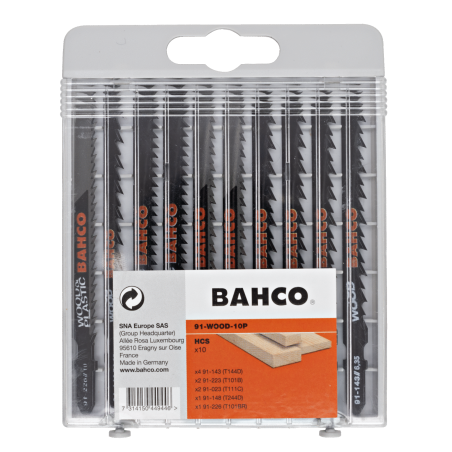Jeu lame scie bois 10PCS - Bahco | 91-WOOD-10P