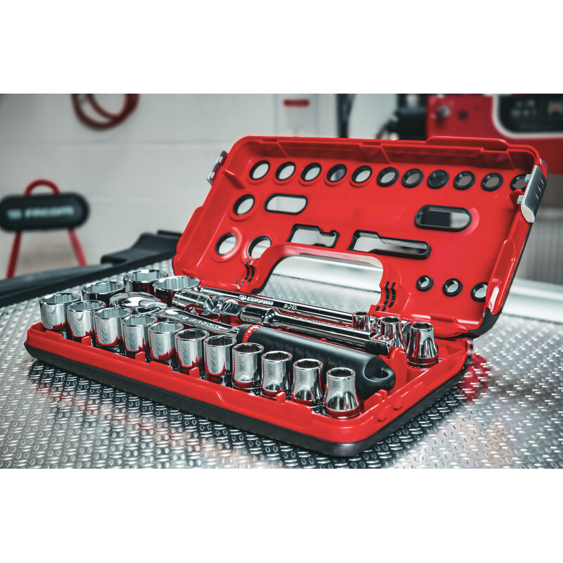 COFFRET DBOX CLIQUET ETANCHE + DOUILLES 1/2 6 PANS 21 PICES OGV GRIP FACOM | SL.DBOX1GRPPB