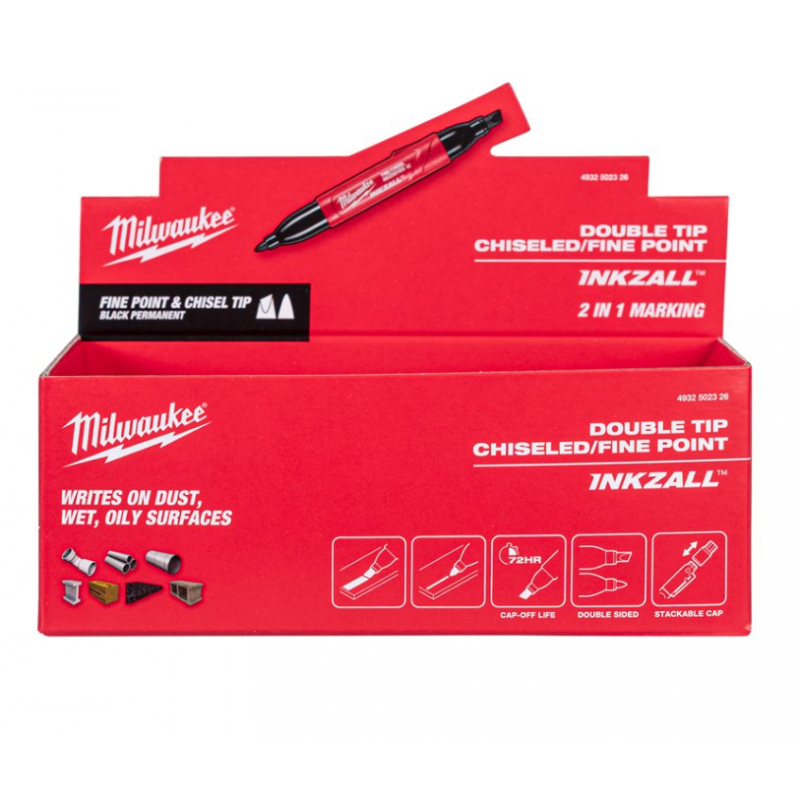 Marqueur INKZALL™ double pointe biseauté ultra-fine Milwaukee | 4932502326
