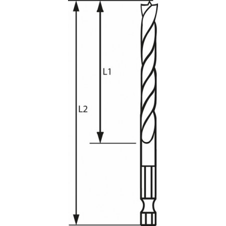 2608595518 Mèche à bois hélicoïdale, queue six pans 1/4" Accessoire Bosch pro outils