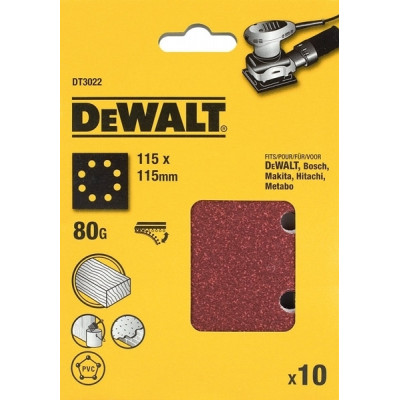 25 feuilles abrasives 1/4 pour ponceuses vibrantes - 115 x 115 mm - grain 60 - DEWALT | DT3031