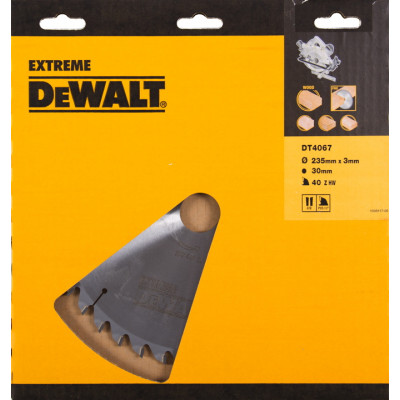 Lame pour scies circulaires portatives Extreme - 235 x 30 mm - 40 dents  - Dewalt | DT4067